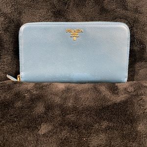 Prada saffiano metal voyage zip around wallet